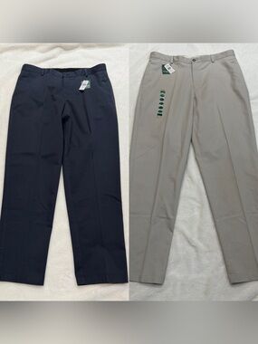 NWT LL Bean Men’s 38x34 Lot Of 2 Cotton Wrinkle Free Pants Navy Khaki Chinos